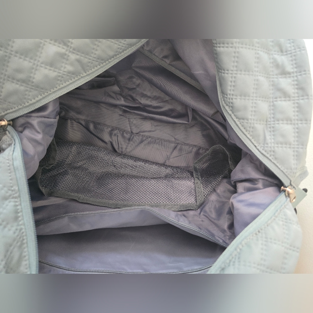 Blue Quilted Weekender Travel Bag + Matching Crossbody Set - Picture 4 of 8